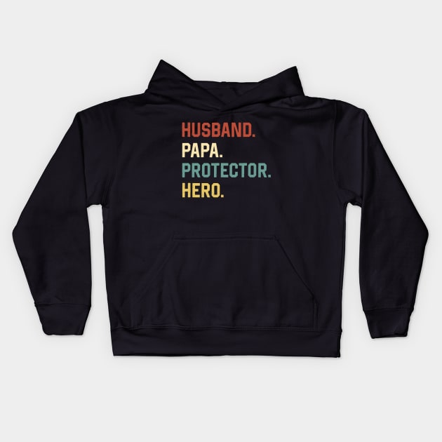 Fathers Day Shirt Husband Papa Protector Hero Gift Kids Hoodie by Marang